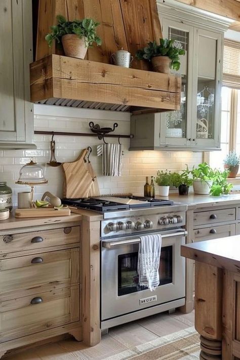 Farmhouse Kitchen Cabinet Color Ideas, Modern Farmhouse Style Kitchen, Farmhouse Kitchen Cabinet, Cabinet Color Ideas, Dreamy Cottage, Kitchen Cabinet Color, Kitchen Cabinet Color Ideas, Styl Shabby Chic, Kitchen Hood