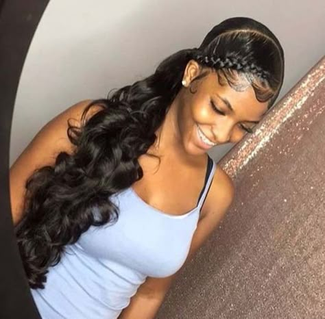 Loose Deep Wave Ponytail, Ponytail With Clip, Deep Wave Ponytail, Wave Ponytail, Hair Edges, Side Ponytail Hairstyles, Weave Ponytail Hairstyles, Loose Deep Wave, Side Ponytail