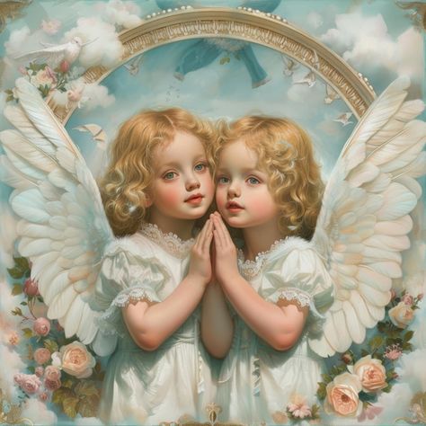 Photo angel magnificent illustration pho... | Premium Photo #Freepik #photo Angel Illustration, Two Angels, Bedtime Prayer, Oil Painting Tutorial, Beautiful Wallpaper, Angel Face, Landscape Pictures, Angel Art, Baby Angel