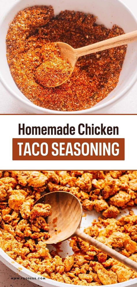 Spice up your chicken tacos with the tastiest homemade Chicken Taco Seasoning! This Mexican spice blend is the perfect way to add incredible flavor to your chicken, whether it's for tacos or other dishes like grilled chicken, beef, nachos, taco salads, chicken fajitas, and more. With this simple and easy recipe, you'll never go back to store-bought taco seasoning packets again. Customize the level of heat and adjust the spices to your liking. Find the full recipe + video tutorial on my blog. Mexican Spice Blend, Taco Seasoning Mix Recipe, Fish Tacos With Cabbage, Mexican Spice, Spicy Fish Tacos, Homemade Taco Seasoning Recipe, Chicken Taco Seasoning, Taco Seasoning Recipe, Taco Seasoning Packet