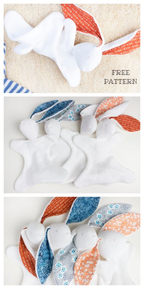 DIY Fabric Bunny Lovey Free Sewing Patterns | Fabric Art DIY Lovey Sewing Pattern, Baby Bunny Toy, Fabric Bunny, Bunny Lovey, Lovey Pattern, Sewing Machine Projects, Patterns Fabric, Free Sewing Patterns, Snuggle Blanket