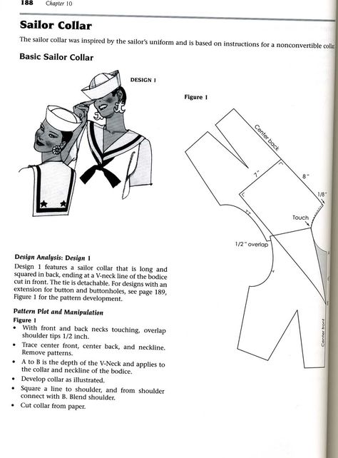 Sailor collar pattern design instructions Sailor Fashion, Sailor Collar, Pattern Drafting, Fashion Sewing Pattern, Collar Pattern, Collar Designs, Scarf Pattern, Sewing Techniques, Sewing Clothes