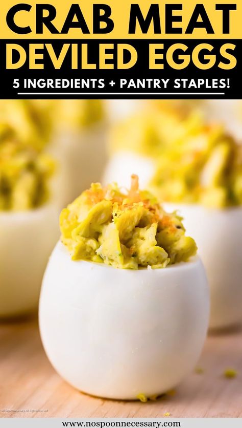 Crab Stuffed Deviled Eggs, Deviled Eggs With Crab Meat, Seafood Deviled Eggs Crab Meat, Tuna Deviled Eggs Recipe, Crawfish Deviled Eggs Recipe, Curry Deviled Eggs Recipe, Crab Deviled Eggs, Crab Deviled Eggs Recipe, Lump Crab Meat Recipes