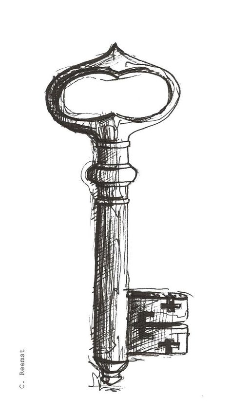 Lock And Key Drawing Sketches, Gcse Lock Theme, Old Key Drawing, Key Hole Drawing, Key Doodle, Lock Sketch, Keys Illustration, Key Sketch, Key Drawing