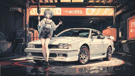 Anime Car Desktop Wallpaper, Autos Wallpapers, Jdm Art, Arte Wallpaper, Car Banner, Car Drift, Skyline Gtr R34, Anime Group, Jdm Wallpaper