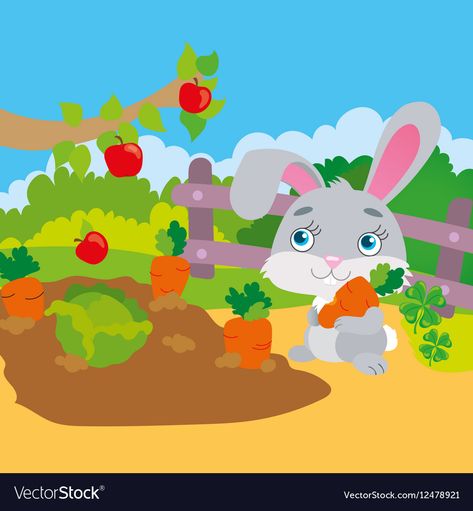 Carrot House Drawing, Carrot Picture Drawing, Rabbit And Carrot Drawing, Rabbit Eating Carrot Drawing, Bunny Holding Carrot, Rabbit Vector, 2d Character, Alphabet Activities, Halloween Decoration