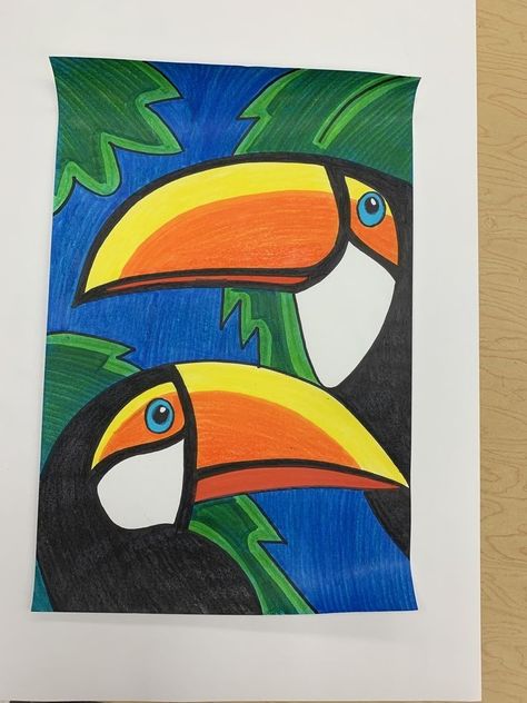 Tucan Drawings, Drawing Of Parrot, Toucan Drawing, Toucan Painting, Parrot Drawing, Toucan Art, Parrot Painting, Human Sketch, Texture Drawing