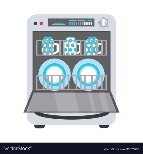 Dishwasher Illustration, Dishwasher Drawing, Bracelets Business, Door Plates, Best Dishwasher, Dishwasher Machine, Flat Vector Illustration, Kids Vector, Open Door