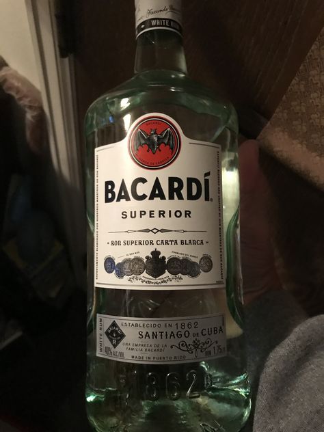 Bacardi  Superior White Rum. Bacardi Aesthetic, Bacardi Rum Drinks, Bacardi Drinks, Bacardi Superior, Bacardi White Rum, Daaru Party Pic, Party Pic, Bacardi Rum, Pinterest Life