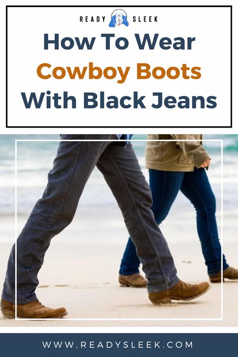 Ready to embrace your inner cowboy, but not sure how to rock those boots with your favorite black jeans? Look no further! Click here to discover the expert tips on how to perfectly pair cowboy boots with black jeans and take your western style to the next level! Image From Deposit Photos #CowboyBoots #BlackJeans #style #boots Cowboy Boots And Black Jeans, Mens Cowboy Boots And Jeans, Brown Cowboy Boots Outfit Men, Khaki Pants Outfit Men, How To Wear Cowboy Boots, Zombies Apocalypse, Men Suits Black, Boots And Jeans Men, Khaki Pants Outfit