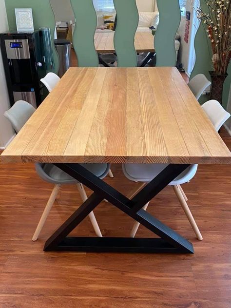 Metal Table Legs Ideas Modern, Wooden Table Legs Ideas, Meja Industrial, Steel Dining Table Legs, Farmhouse Table Legs, Epoxy Countertops, Steel Furniture Design, Quartz Marble, Wood Dining Room Table