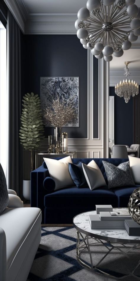 Gray Modern Living Room, Luxurious House Interior, Living Room Designs Modern Luxury, Tattoo Modern, Modern Glam Living Room, Living Room Designs Modern, Modern Grey Living Room, Navy Living Rooms, Classy Living Room