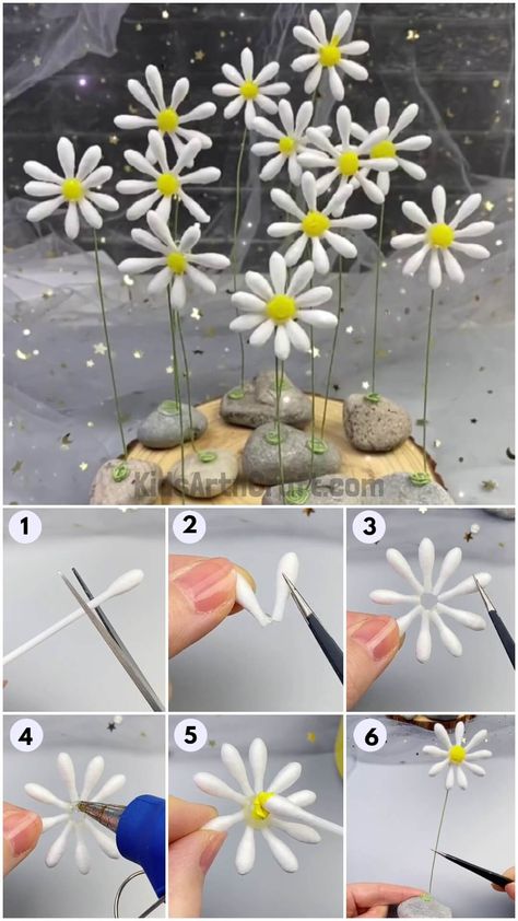 How To Make Cotton Earbud Flowers Craft Step by Step Tutorial Check more at https://www.kidsartncraft.com/earbud-flowers-craft-tutorial/ Ear Buds Craft Ideas, Earbud Craft, Easy Crafts For Teens, Chalkboard Markers, Flowers Craft, Country Chic Cottage, Quick Crafts, Diy Network, Cotton Swabs