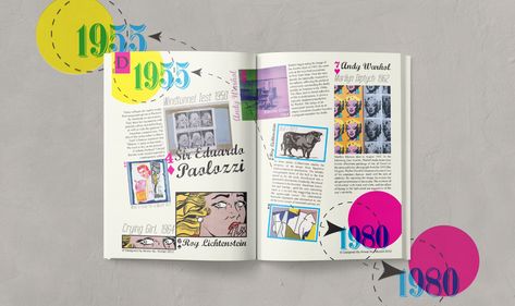 Design History Magazine | Pop Art on Behance Front And Back Cover Design, Kids Magazine Design, Magazine Page Layouts, Travel Brochure Design, Agenda Design, Book Editorial Design, Photobook Layout, Art Brochures, Back Cover Design