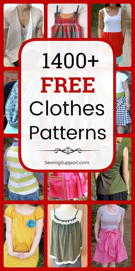 Over 1400 FREE Sewing Patterns for Clothing Free Clothing Patterns, Clothing Sewing Patterns Free, Sewing Projects Clothes, Free Sewing Patterns, Sew Ins, Beginner Sewing Projects Easy, Clothing Patterns Free, Clothes Sewing, Leftover Fabric