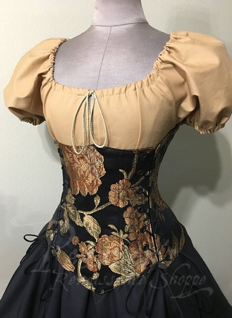 Modern Dresses, Artistic Ideas, Fair Outfits, Ren Fest, Drawstring Neckline, Old Fashion Dresses, Underbust Corset, Fantasy Dress, Historical Dresses