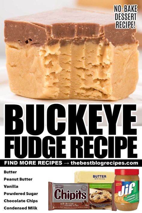 Buckeye Fudge Buckeye Fudge Recipe, Buckeye Fudge, Creamy Peanut Butter Fudge, Yummy Candy, Homemade Fudge Recipes, Butter Fudge, Homemade Fudge, Peanut Butter Fudge, Baked Dessert Recipes