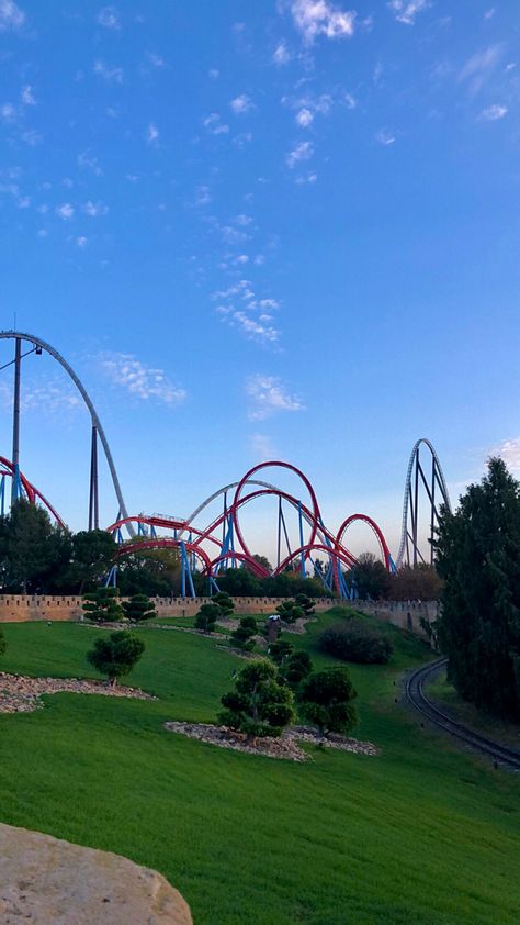 The rollercoasters in Portaventura Word. Tarragona, Spain Salou Spain, Port Aventura, Tarragona Spain, Theme Parks Rides, Catalonia Spain, Amusement Park Rides, Cedar Point, Roller Coasters, Amusement Parks