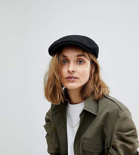 Reclaimed Vintage Inspired Wool Mix Flat Cap Flat Cap Outfit Women, Ivy Cap Outfit Women, Vintage Cap Outfit, Fashion Outfits With Hats, Flat Cap Women Outfits, Ivy Cap Women, Flat Cap Outfit, Cap Women Outfit, Flat Cap Women