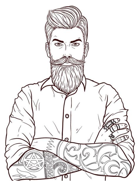 Beard Logo, Beard Art, Adult Colouring Printables, Colouring Page, Adult Colouring Pages, Free Adult Coloring Pages, Adult Coloring Book Pages, Desenho Tattoo, Adult Colouring