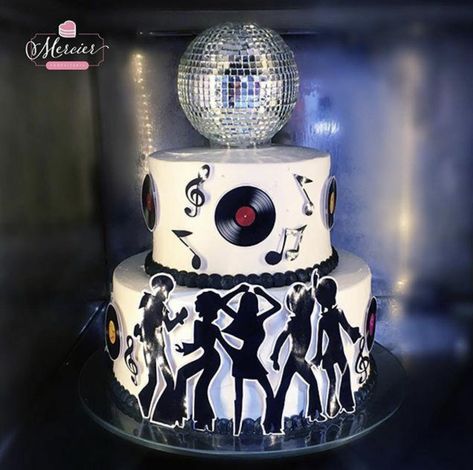 70 Theme Cake 70s Party, 70s Themed Birthday Cake, Disco Bday Cake, 70s Cake Ideas, Disco Pastel, Disco Cake Ideas, Disco Themed Cake, Disco Theme Cake, Dance Birthday Cake