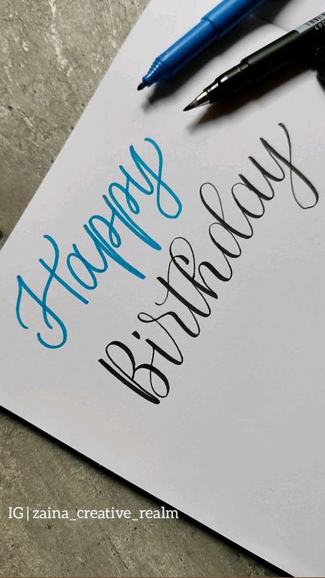 Happy Birthday Writing Style, Alphabet Writing Style, Happy Birthday In Cursive, Happy Birthday Hand Lettering, Happy Birthday Calligraphy, Happy Birthday Writing, Calligraphy Hand Lettering, Learn Hand Lettering, Calligraphy Lessons