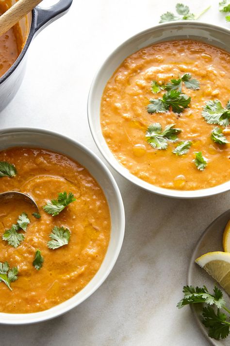 Red Lentil Soup Recipe, Lentil Soup Recipes, Red Lentil Soup, How To Cook Beans, Stuffed Avocado Healthy, Nyt Cooking, Mediterranean Diet Recipes, Red Lentil, Tikka Masala