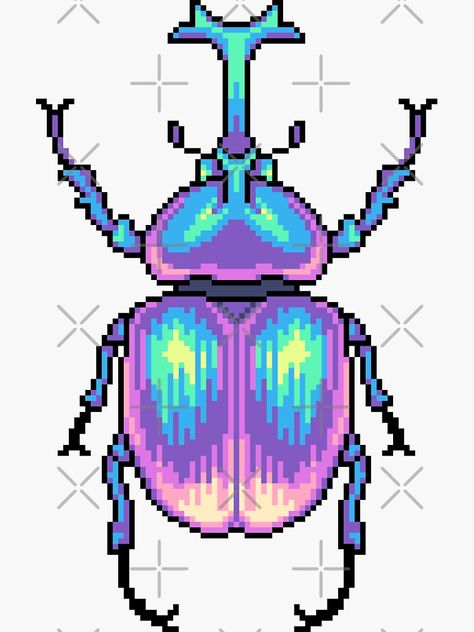 "Pixel Beetle" Sticker by Kawiku | Redbubble Beetle Art, Vaporwave Wallpaper, Graph Crochet, Pixel Art Templates, Perler Art, Cool Pixel Art, Bug Art, Perler Crafts, Pixel Art Grid