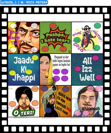 Bollywood caricature kukuba Tambola Housie in Bollywood theme Bollywood Tambola Game, Bollywood Theme Tambola Ticket, Birthday Tambola Tickets, Bollywood Caricature, Good Father Quotes, Party Games For Ladies, Ladies Kitty Party Games, Tambola Tickets, Bollywood Theme Party