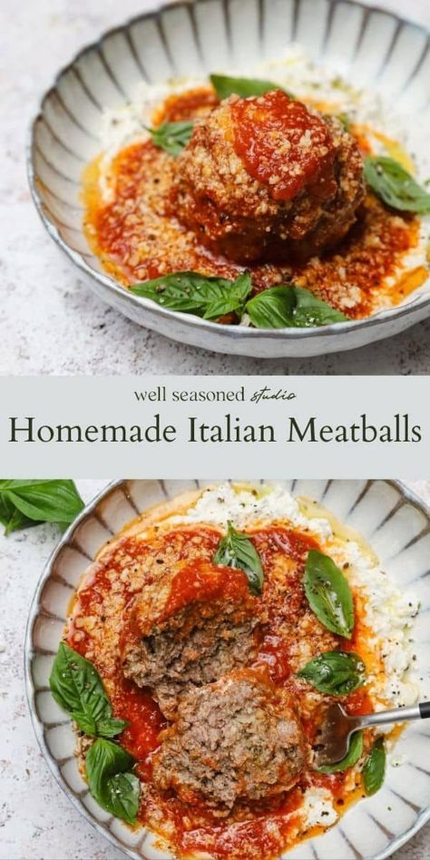 Best Meatballs Ever, The Best Meatballs, Homemade Italian Meatballs, Ricotta Meatballs, Italian Meatballs Recipe, Best Meatballs, Filling Dinner, Italian Meatballs, Dinner Entrees