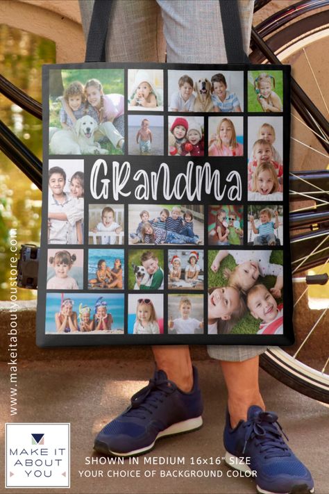 Birthday Gift Ideas For Grandma, Big Photo Frames, Grandma Photos, Last Minute Birthday Gifts, Photo Collage Gift, Picture Frame Decor, Birthday Gifts For Grandma, White Typography, Canvas Photo