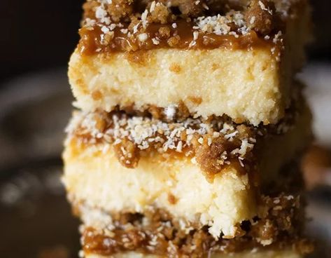 Ginger, Coconut and Caramel Bars recipe – All 4 Women Caramel Bars Recipe, Ginger Desserts, Ginger Caramel, Coconut Bar, Bar Desserts, Cookie Crumble, Ginger Biscuits, Caramel Bars, Coconut Ice