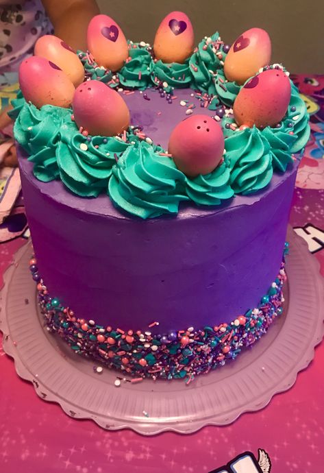 Hatchimal cake Hatchimal Birthday Party, Hatchimals Birthday Cake, Hatchimals Birthday Party Ideas, Hatchimals Cake, Birthday Cake Slice, 7th Birthday Cake, 7th Birthday Cakes, 8th Birthday Cake, 7th Birthday Party Ideas