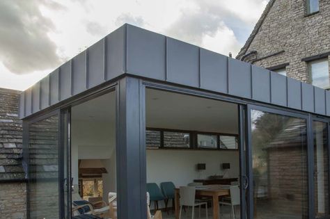 Case Study - Contemporary Zinc Clad Extension Zinc Flat Roof Extension, Zinc Flat Roof, Zinc Roof Extension, Clad Extension, Barn Extension, Glass Box Extension, Box Extension, Flat Roof Extension, Zinc Roof