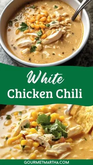 Warm up with this delicious and creamy White Chicken Chili. Packed with tender chicken, white beans, and a blend of savory spices, this hearty dish is perfect for chilly days. It's a flavorful twist on traditional chili that’s sure to impress your taste buds. Don't miss the secret ingredient – full recipe inside. #WhiteChickenChili #ComfortFood #ChiliRecipe #EasyDinner #FamilyMeals #HeartySoups #CozyEats #FallRecipes #ChickenChili #SpicyChili White Chicken Chilli, Cannellini Beans Recipes, Chilli Chicken Recipe, White Bean Chicken Chili, Creamy White Chicken Chili, White Bean Chili, Traditional Chili, White Chili, White Chili Chicken Recipe