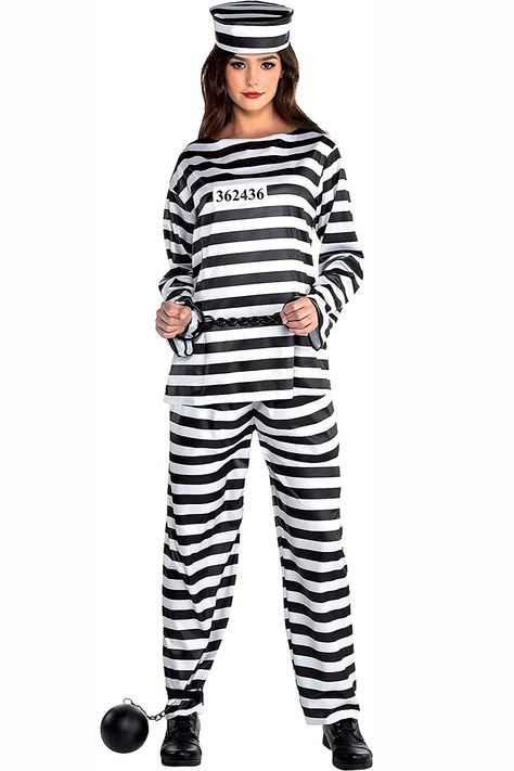 White Theme Party Outfit, Last Minute Halloween Costumes Ideas, Halloween Costumes Ideas For Women, White Halloween Costumes, Prisoner Costume, Black White Halloween, California Costumes, White Lady, Black And White Theme