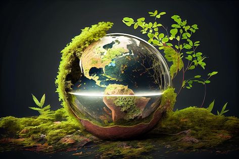 Ecology concept earth globe with green p... | Premium Photo #Freepik #photo #eco-earth #ecosystem #green-globe #green-world Plant Pic, Earth Overshoot Day, Earth Background, Earth Projects, Eco Earth, Ecology Design, Flyers Design, Earth Images, Earth Photos