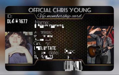 Chris Young Id Card, Fan Card, Chris Young, Membership Card, Fan, Quick Saves