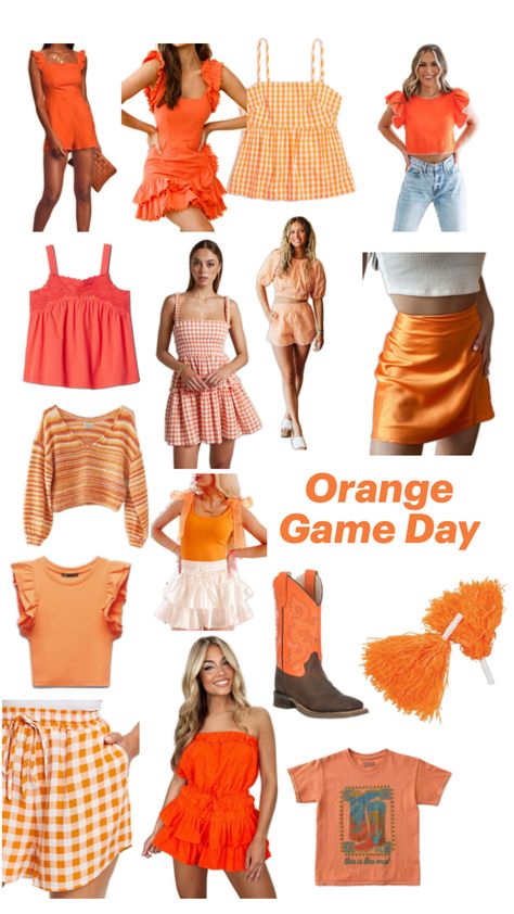 Orange Game Day Outfits College Football Highschool Games Sports Basketball Baseball Softball Soccer Orange Games, Go Pokes, Outfits College, Game Outfit, Football Game Outfit, Day Outfits, Gameday Outfit, Sports Basketball, Football Game