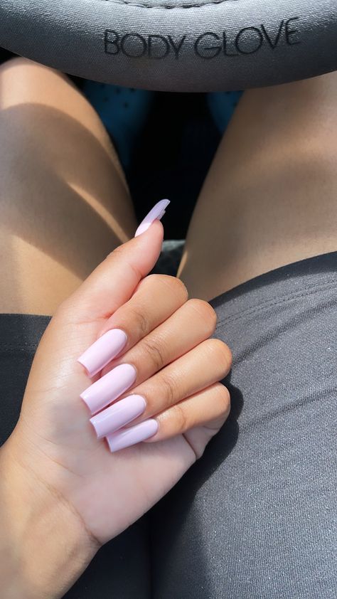 Light Pink Nails Long Square, Light Pink Chrome Nails Square, Plain Nail Ideas, Pink Nails With Charms, Fake Nails Designs, Gel Toe Nails, Pretty Nail Colors, White Acrylic Nails, Classy Acrylic Nails