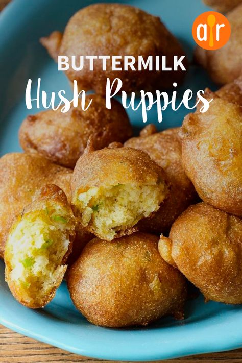 Hush Puppies Recipe, Dinner Appetizers, Southern Cooking, Southern Recipes, Hush Puppies, Clean Eating Snacks, Buttermilk, Appetizer Snacks, Soul Food