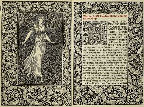 Reclaiming & Enlivening the Book | Cooper Hewitt, Smithsonian Design Museum Kelmscott Press, City By The Sea, Edward Burne Jones, Medieval Books, John Everett Millais, William Morris Art, Engraving Illustration, Fairytale Illustration, Wood Engraving