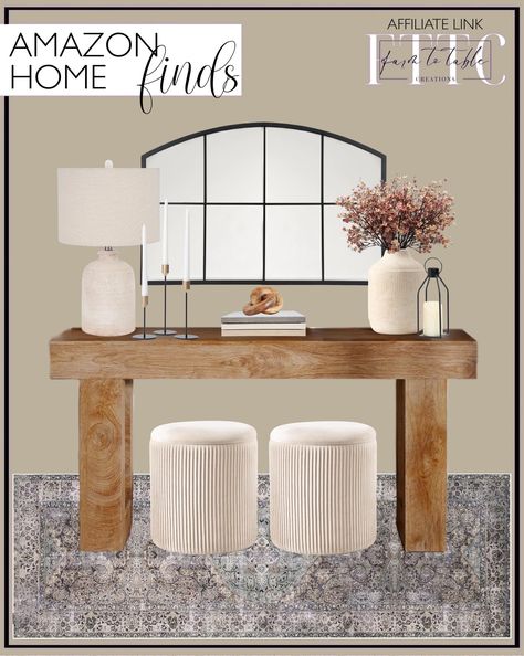 Tribesigns Farmhouse Console … curated on LTK Entry Table With Stools Underneath, Entryway Table With Stools Underneath, Entry Console Table With Stools, Farmhouse Console Table With Stools, Console Table Decor, Ashley Furniturw Enterrainment Console, Pottery Barn Benchwright Console Table, Arched Window Mirror, Narrow Sofa