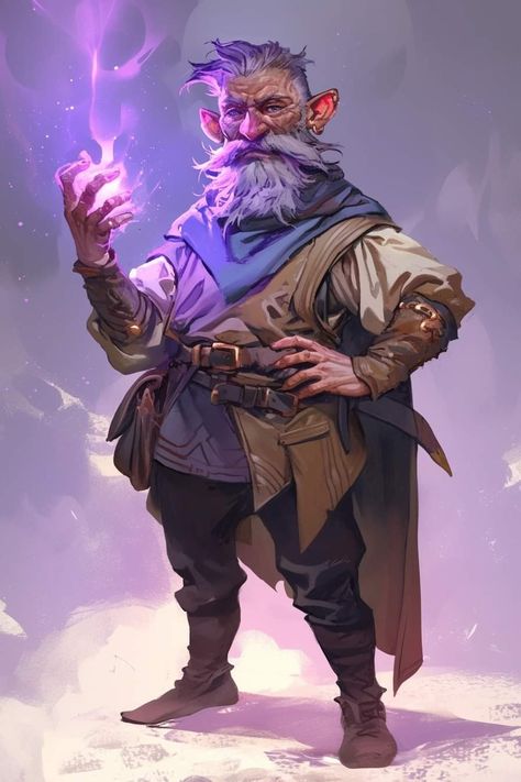 Gnome Wizard Dnd, Dnd Gnome Art, Halfling Wizard, Gnome Artificer, Dnd Halfling, Gnome Dnd, Pathfinder Rpg Characters, Dnd Sorcerer, Gnome Wizard