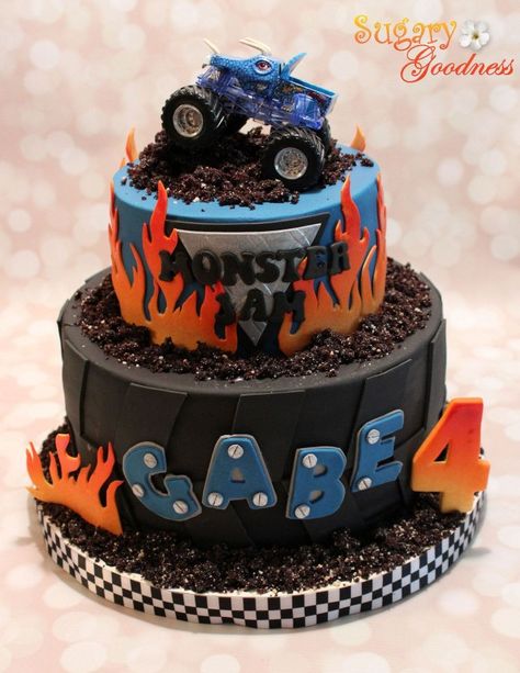 Zombie Monster Truck Birthday Cake, Megladon Shark Monster Truck Cake, Monster Truck Tire Cake, Monster Jam Birthday Cake Boys, Atv Cake Ideas, Megalodon Monster Truck Cake, Megladon Monster Truck Cake, Monster Jam Cakes For Boys, Monster Truck Cupcake Cake