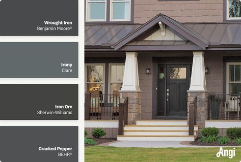 Front Door Colors for Brown Houses Gray And Brown Exterior House Colors, Greige Front Door Colors, Front Door For Brown House, Front Door Color With Brown House, Dark Brown House Front Door Color, Front Door Colors For A Brown House, Front Door Colors With Brown Siding, Front Door Brown House, Front Door Colors For Brown House