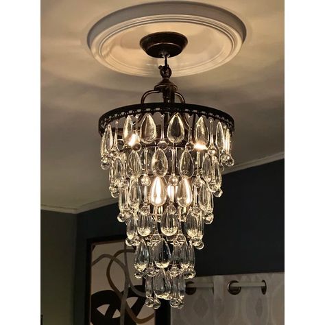 Rosdorf Park Dorlis 4 - Light Oil Rubbed Bronze Pendant | Wayfair Chandelier Above Bathtub, Chandelier For Bathroom, Classic House Interior, Playroom/guest Room, Bathroom Mirror Makeover, Pendant Light Chandelier, Crystal Pendant Lighting, Chandelier Crystal, Crystal Chandeliers