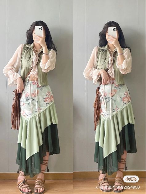 Modern Bohemian Outfits, Bohemian Outfits, Dystopian Fashion, Frock Fashion, Earthy Outfits, Fashion Top Outfits, Italy Outfits, Trendy Dress Outfits, Korean Fashion Dress