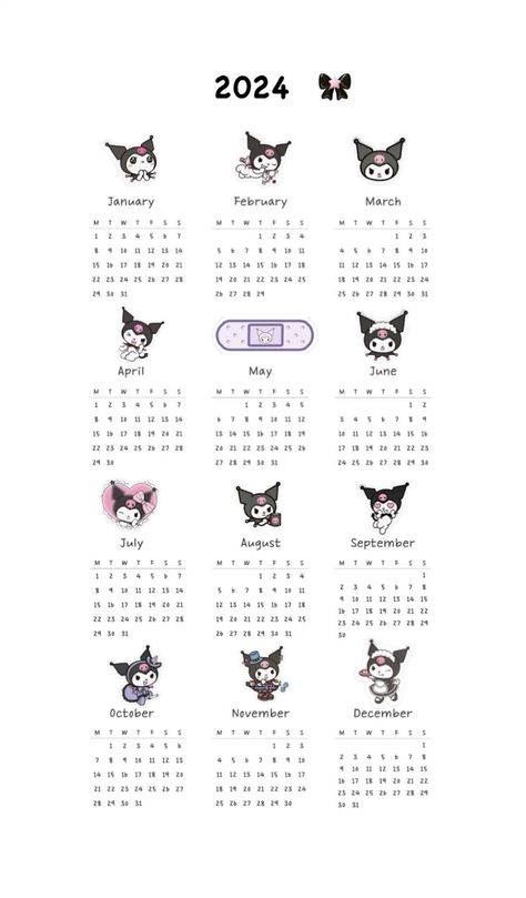 Kuromi Calendar 2024, Kuromi Calendar, Icons And Widgets, Cute Calendar, Hello Kitty Party, Iphone Home Screen, Kitty Party, Print Calendar, Weird Text