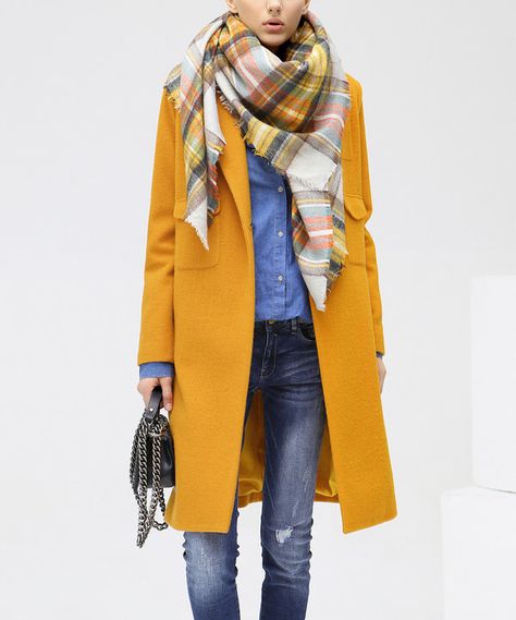 Look at this Cocobella Yellow Coat on #zulily today! Yellow Coat Outfit, Mustard Coat, Stylish Winter Coats, Winter Coat Outfits, Yellow Clothes, Mode Tips, Yellow Coat, Statement Coat, Friday Favorites